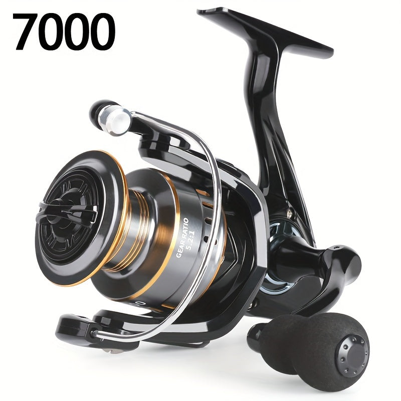 Limited edition BILLINGS EK 1000~7000 spinning reel with 5.2:1 gear ratio, 11.79KG max drag, aluminum alloy metal spool, ambidextrous design, made with PA and mixed colors.