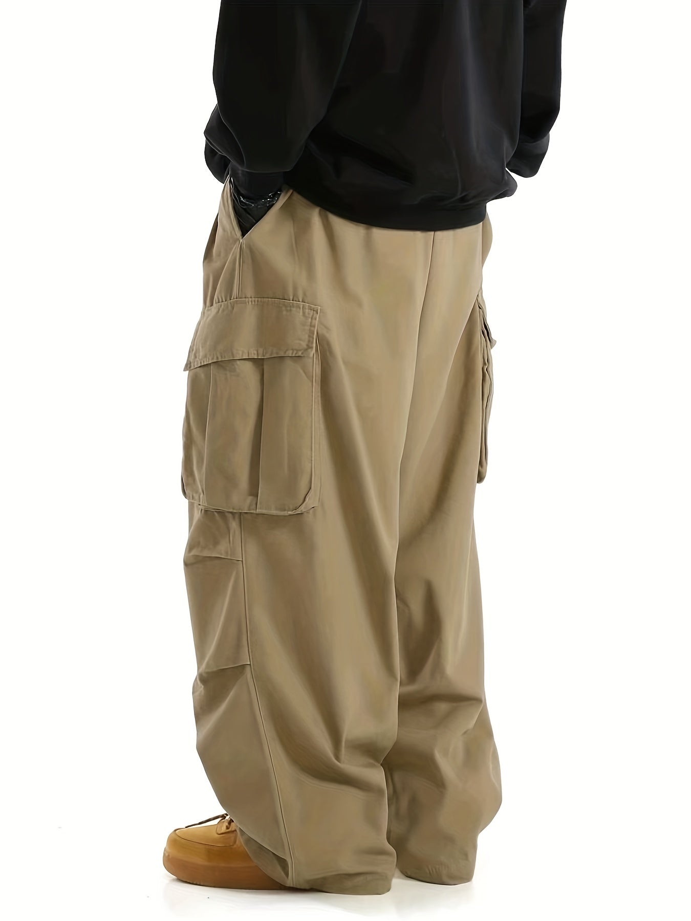 Men's super loose long pants with multiple pockets and drawstring waist.