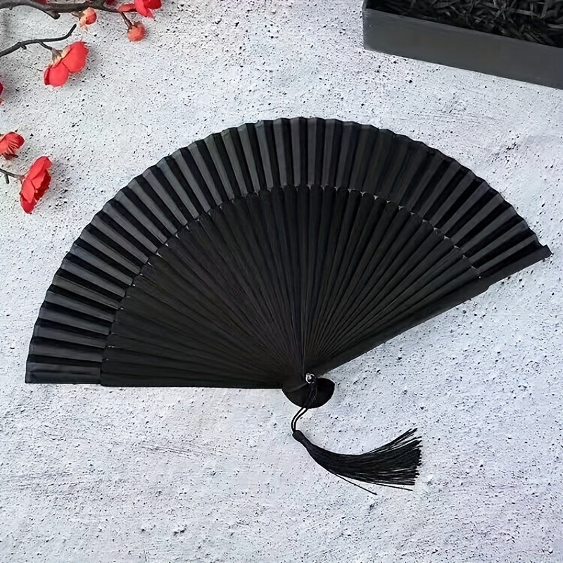 Bamboo Folding Fan: Charming and Elegant Handheld Fan with a Retro Style, measuring 8.27 Inches (21 cm) in length. Perfect for Chinese and Japanese inspired fashion.