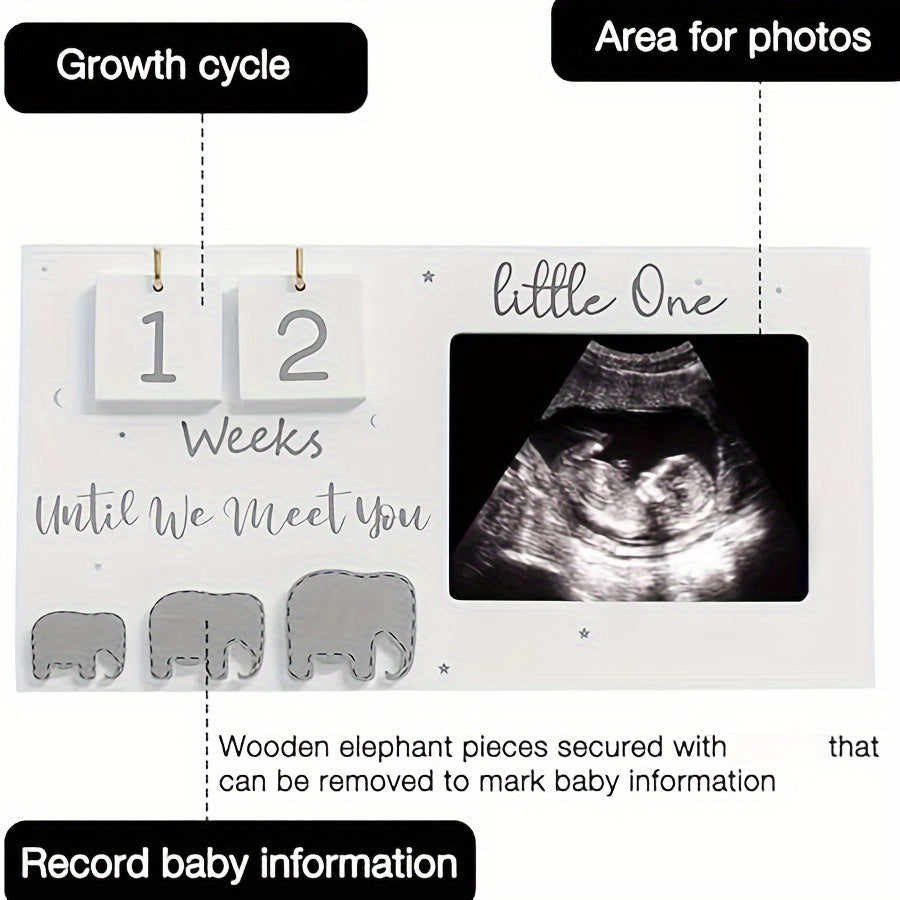 Wooden Ultrasound Photo Frame for Pregnancy Announcement and Youngsters Memories, Complete with Display Stand