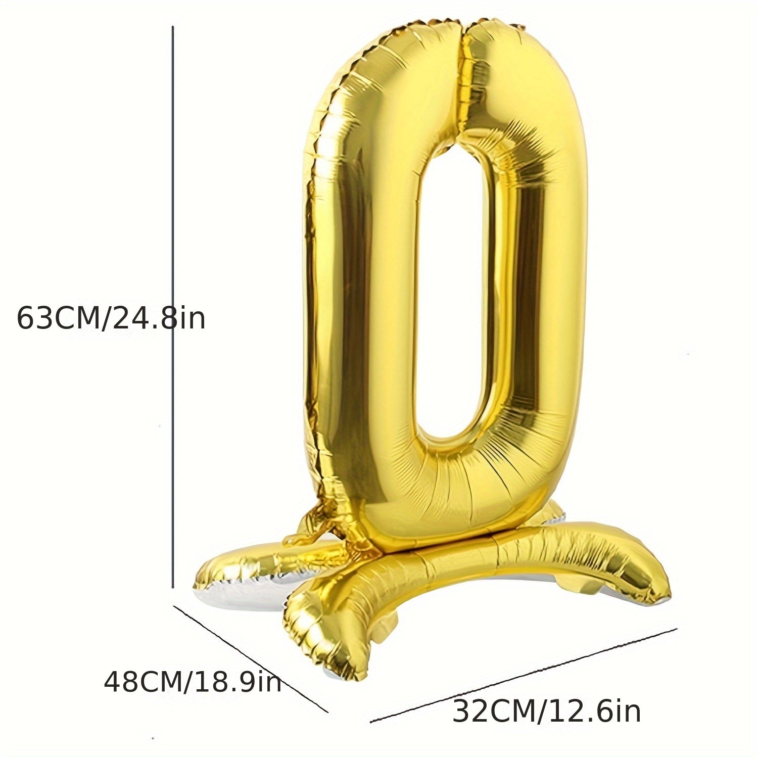 1pc Elegant Golden Foil Number Balloon (2.54cm) with Stand - 81.28cm Metallic Self-Supporting Aluminum Film, Ideal for Special Occasions, Balloon Stand Kit