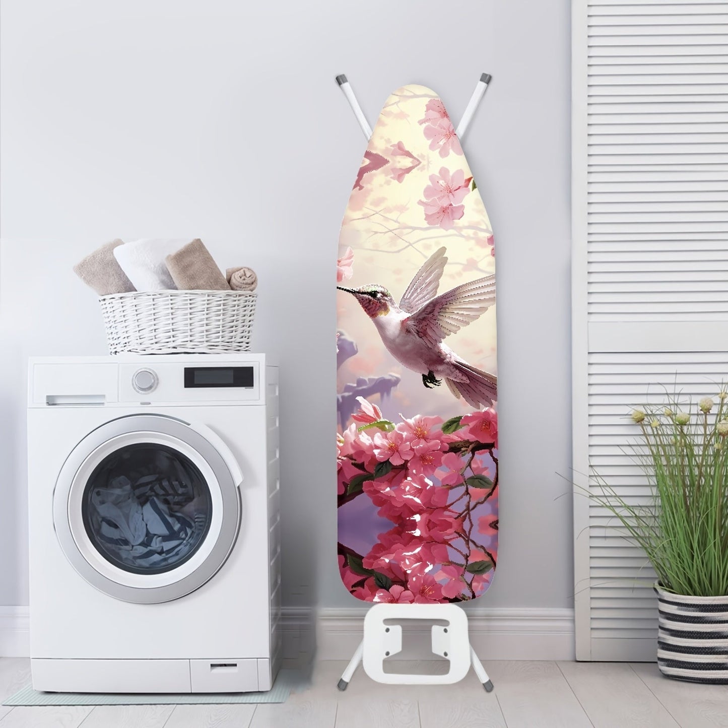 Ironing will be a breeze with our Floral Hummingbird Theme Ironing Board Cover. This cover is not only easy to install, but also features elastic edges and 3 fasteners to keep it securely in place while you work. Plus, it is machine washable for easy