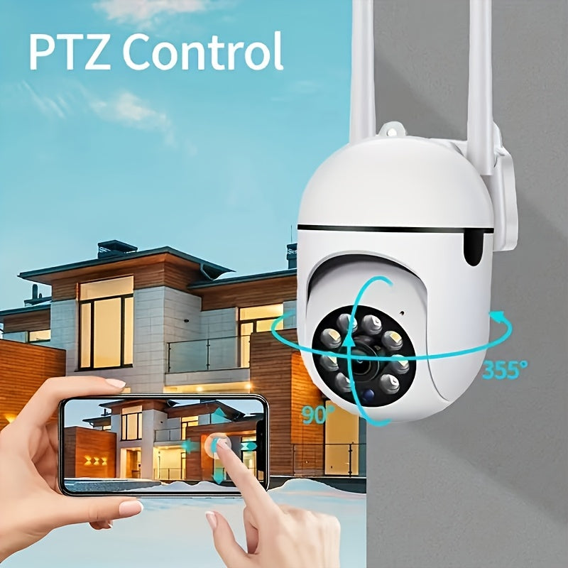 HD security camera with 2-way audio, PTZ, color night vision, Wi-Fi, and motion tracking. Ideal for smart home security indoors and outdoors.