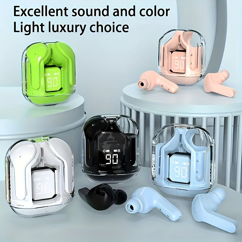 Wireless TWS earbuds with touch control, noise-canceling voice calls, and high-fidelity stereo sound. Comes with Type-C charging case and is suitable for exercise, running, gaming, and