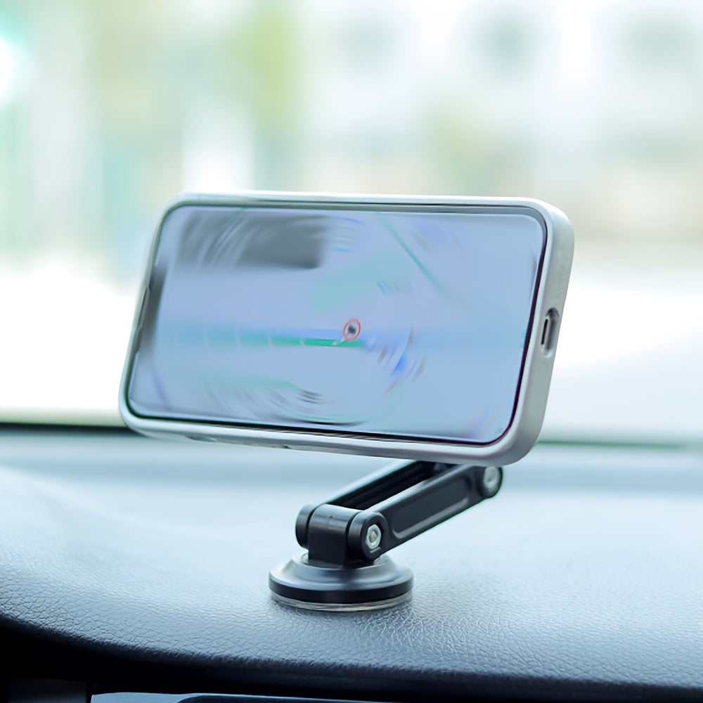 Universal car phone holder with magnetic wall attachment, rotating design, waterproof PC material, compatible with all smartphones.