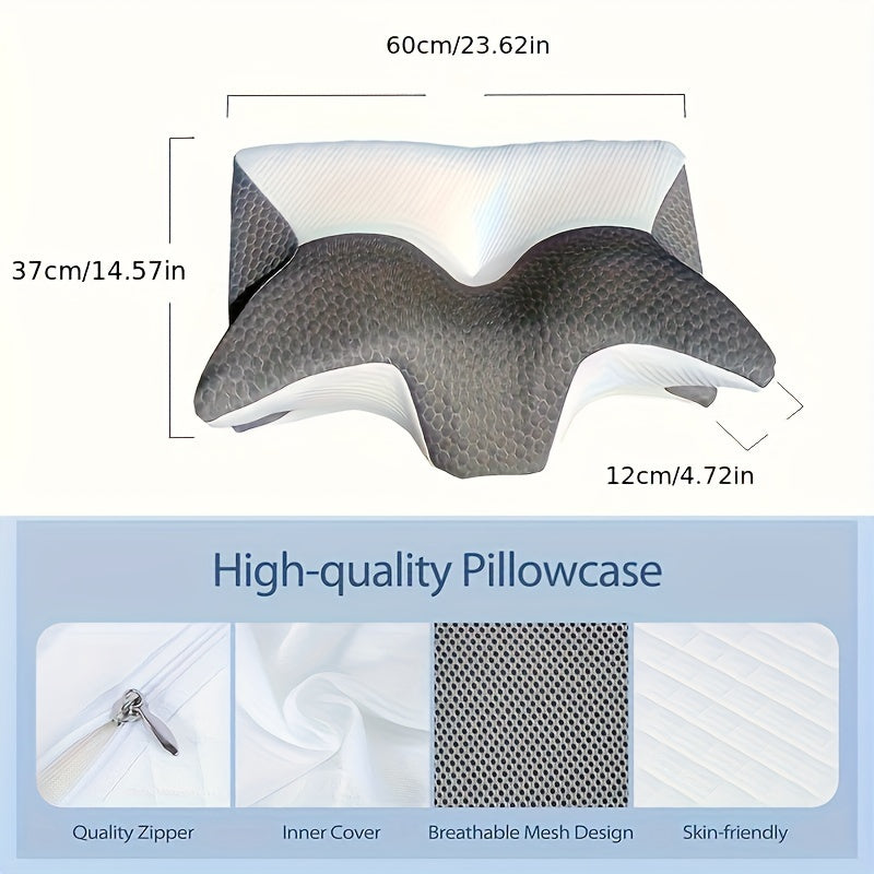 Christmas present: 1pc Cervical Memory Foam Pillow - Contour Pillows designed to provide Ergonomic Orthopedic Sleeping Contoured Support for Neck and Shoulder Pain. Suitable for Side Sleepers, Back Sleepers, and Stomach Sleepers. Queen Size.