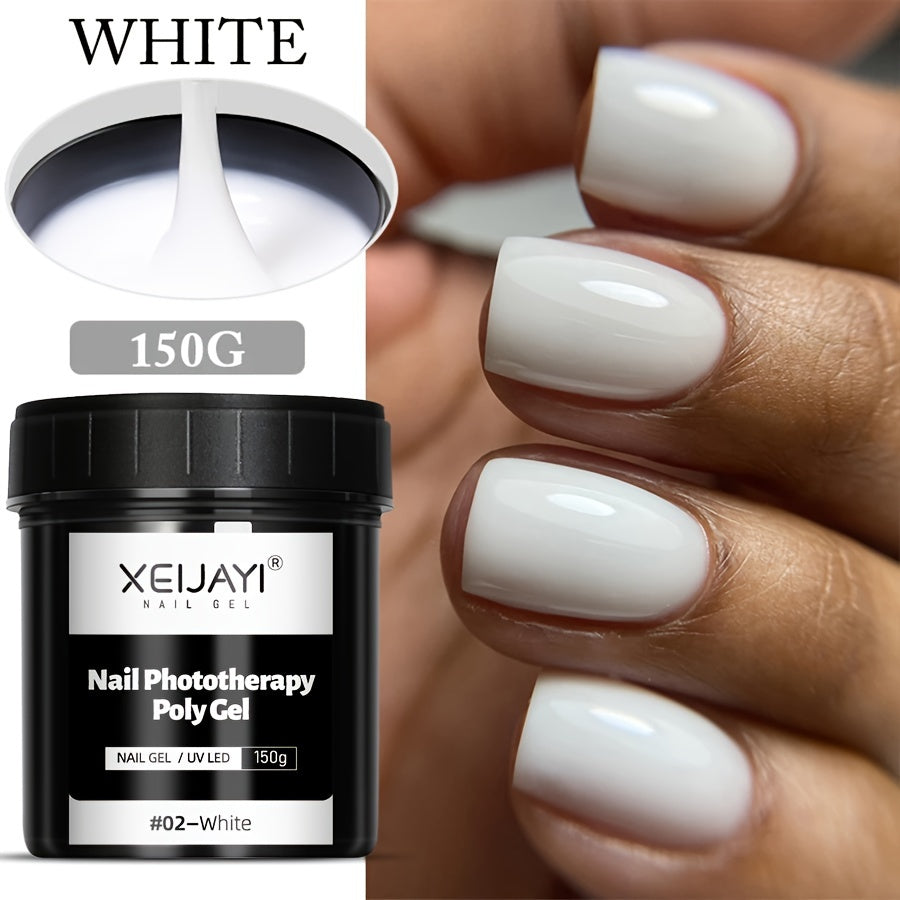 XEIYAI 150g Nail Phototherapy Polygel Gel offers pain-free construction and a glossy finish. The UV solid acrylic gel features a heart pattern and round shape, making it lightweight and