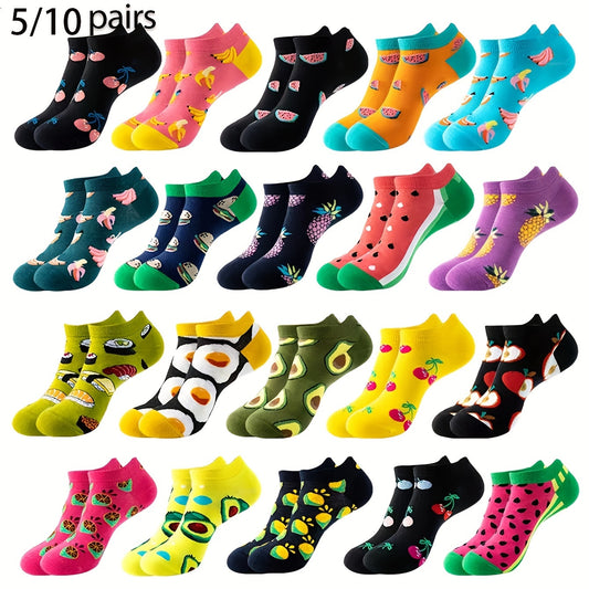 Trendy and comfortable avocado burger socks in random 10 or 20 pairs, suitable for daily wear.