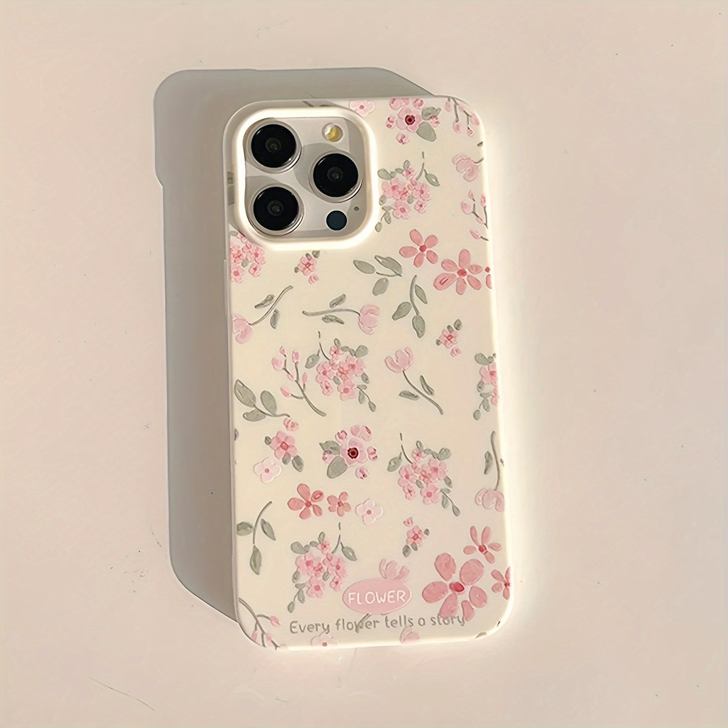 Green leaf pink flower frosted phone case for Apple models, anti-fall with full package protection for various iPhone models.