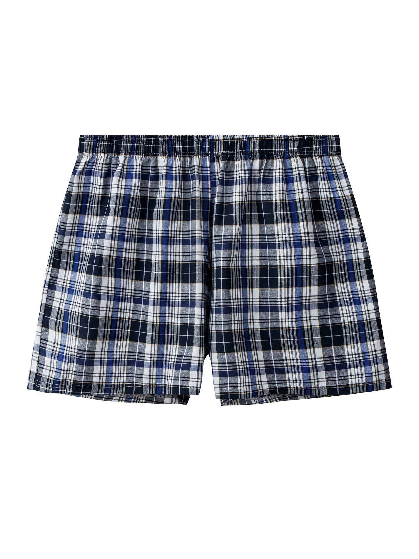 5 Men's Plaid Boxer Briefs - 100% Cotton, Breathable, Loose Fit for Home or Beach