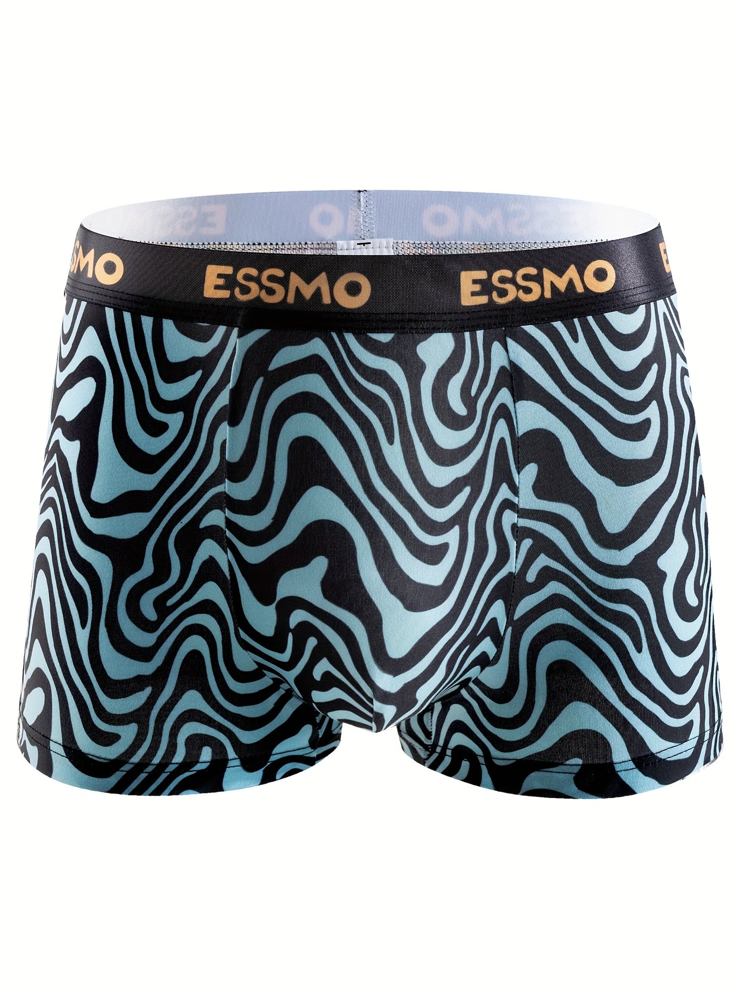 10 ESMSO Vibrant Geometric Men's Boxer Briefs made from stretchy polyester blend with colorful abstract patterns, elastic waistband, and machine washable.