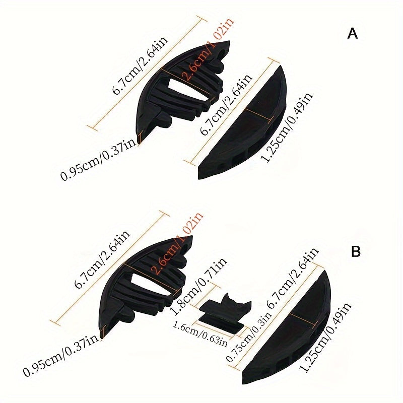 High-quality plastic woodworking connectors, 10 pairs included. These sleek black connectors measure 6.68cm x 0.94cm and are designed to be invisible P14 fasteners for plywood. Durable, easy to install, and perfect for connecting wood pieces.