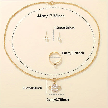 Stylish 4pcs Women's Jewelry Set with Glass Accents, Suitable for Casual Attire or Gifting