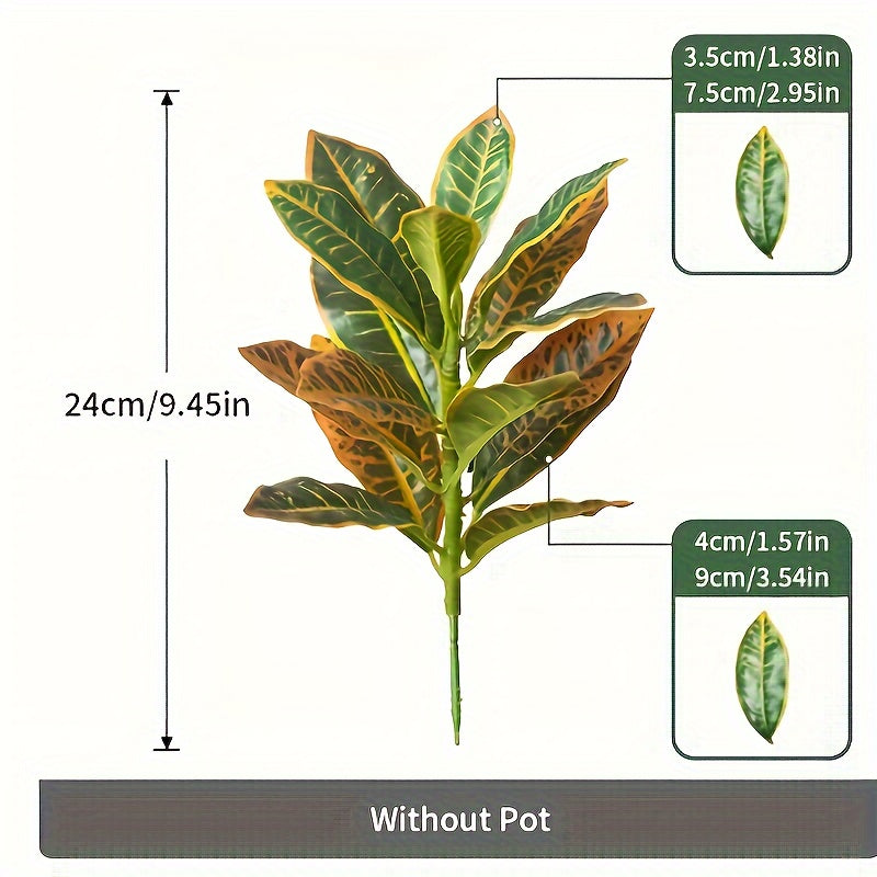 Stylish artificial croton plant with variegated leaves for home decor, perfect for any occasion - pot not included.