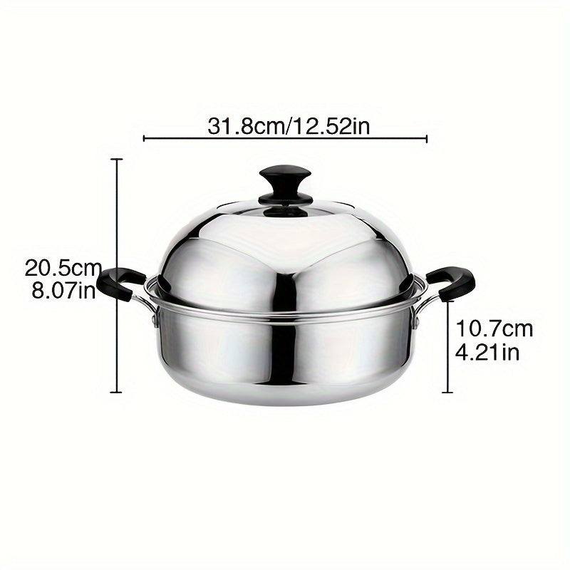 Durable and Versatile Stainless Steel Steamer Pot for Home Cooking - Works with Electric and Gas Stoves