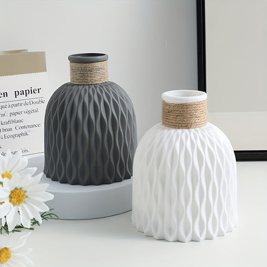 Stylish plastic vase with water ripple design for home decor, ideal for dried flowers and living room accents.