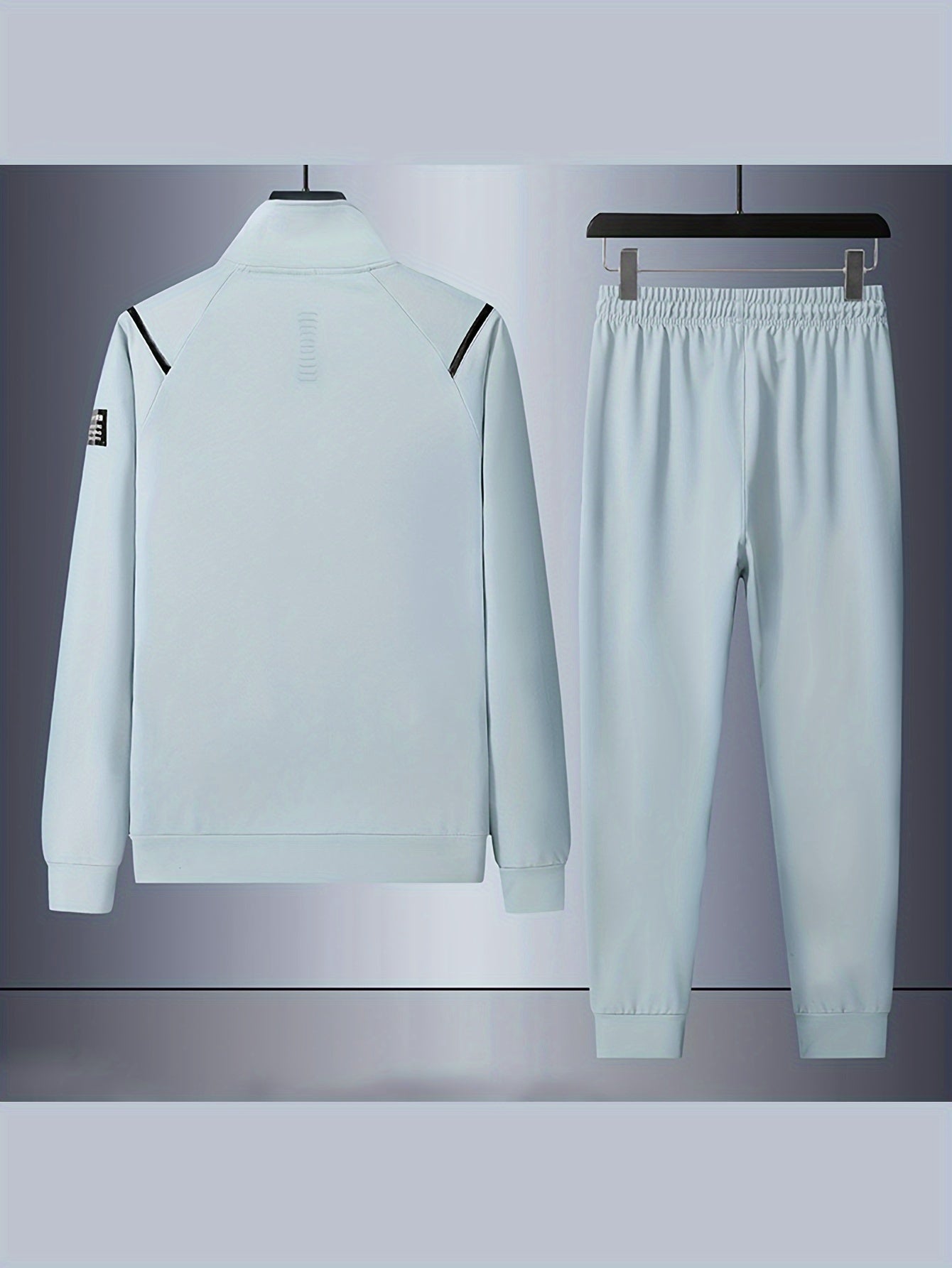 Men's Spring/Fall sports outfit set with full zip-up sweatshirt and drawstring sweatpants