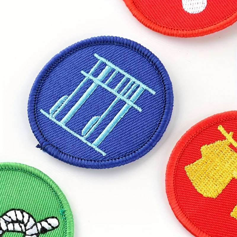 Set of 15 Fun and Vibrant Cartoon Badges for Boys' Scout Uniform - Easily Attachable with Sewing or Iron-On Embroidered Patches