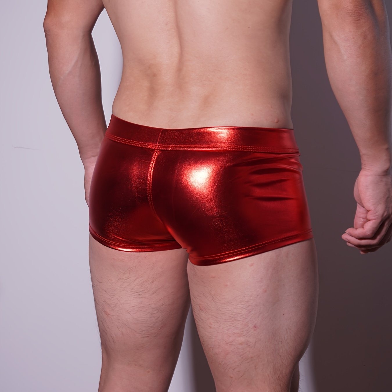 JOCKMAIL Men's Metallic Shiny Boxer Briefs - Gradient Color, Low-Rise, Durable Nylon Blend, Perfect for Parties & Daily Wear.