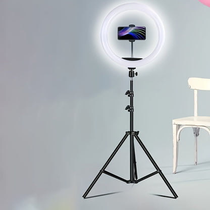 12-Inch LED Selfie Ring Light with Tripod Stand & Flexible Phone Holder - USB Powered, Adjustable Brightness, Ideal for Photographers