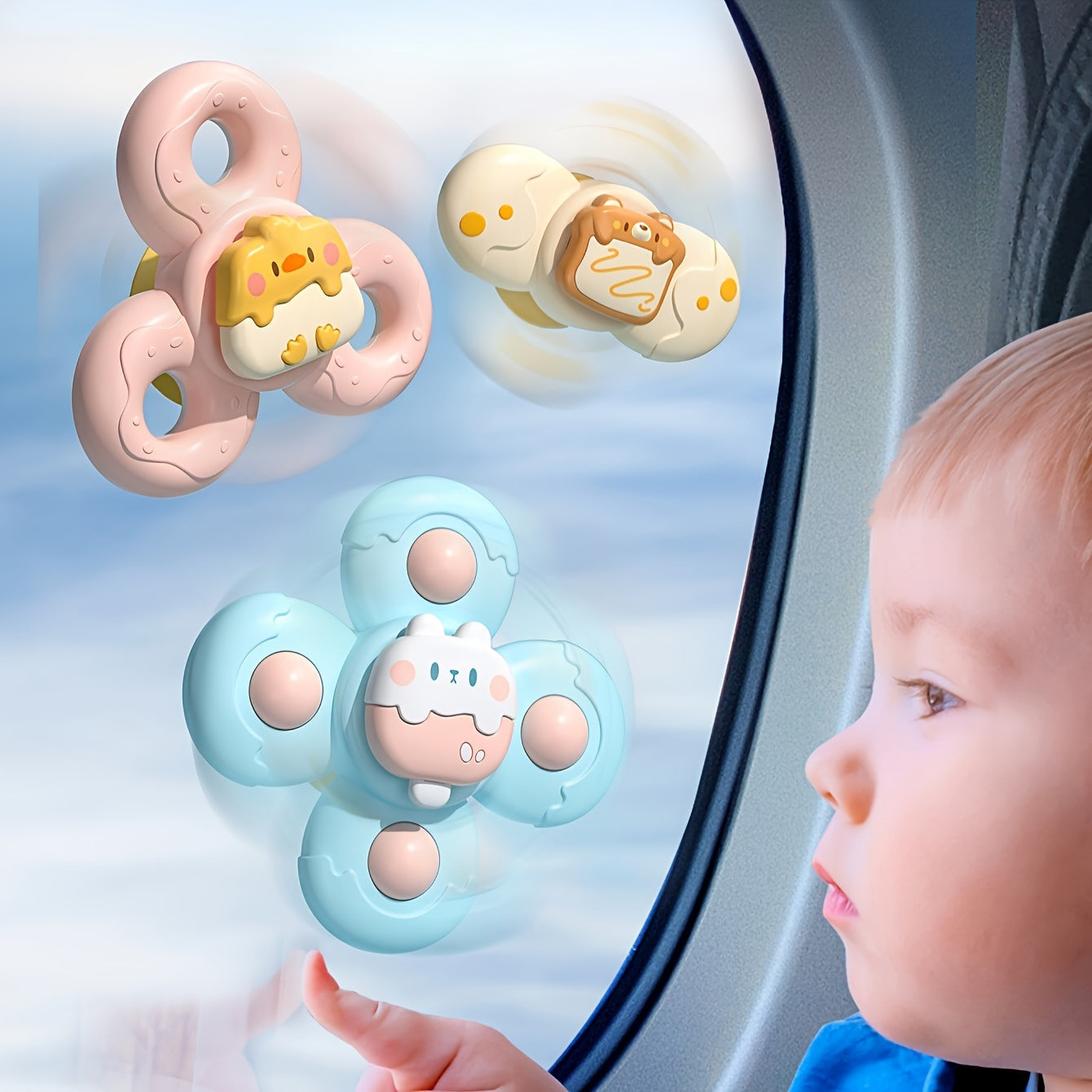 Educational twist and play bath toy for infants and toddlers ages 0-3. This interactive baby suction cup spinner toy is made of BPA-free plastic, non-battery operated, and chewable.