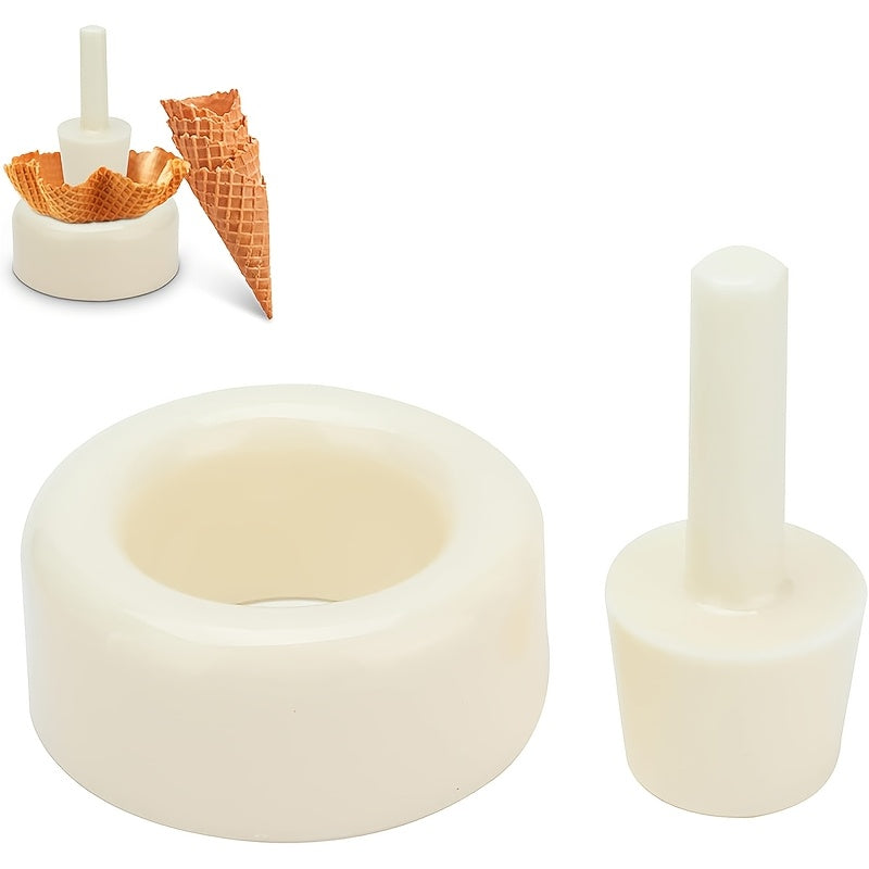 Make your own waffle cones at home with this set that includes a reusable ice cream cone and egg roll mold. This easy-to-use kitchen gadget is made of durable PP material and is perfect for cooking and baking.