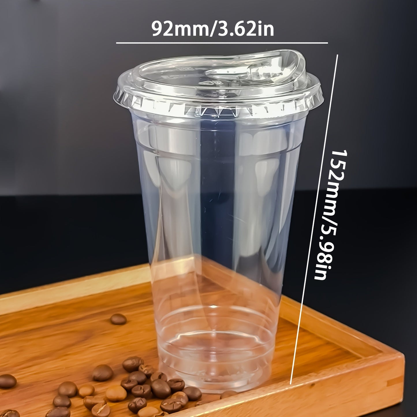 Set of 50 Disposable Coffee Cups with Lids, Made of Clear BPA-Free Plastic - Great for Parties, Holidays, and Weddings - Available in Various Sizes (9oz/10oz/14oz/16oz) - Perfect for Iced Beverages