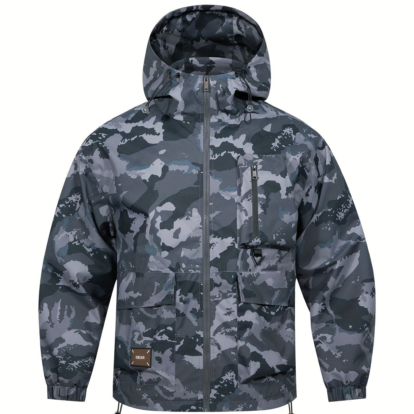 Men's Camouflage Hooded Zip Up Jacket, Multi-pocket Coat for Spring/Autumn Outdoor, Loose Cargo Hooded Jacket, Trendy Item.