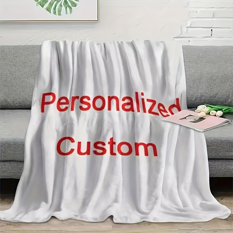 Customize your own photo blanket with this 1pc Ultra-Soft Knit Polyester. This contemporary style blanket is perfect for all seasons and can be used as a multipurpose flannel throw. Made from 100% Polyester and weighing 200-250gsm, this blanket is ideal