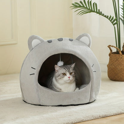 Soft and breathable polyester cat bed for all seasons. Classic style with cushion mat, ideal for small to large cats.