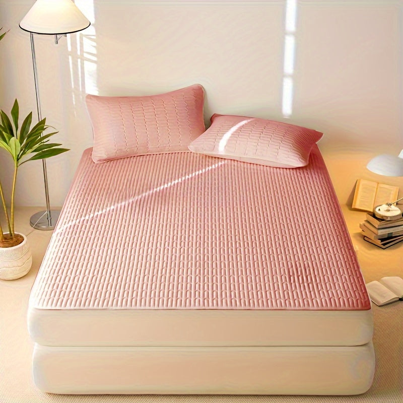 Ultra-Thin Mattress Pad with Waterproof Protection - Sleek Solid Color Design, Ideal for Bedroom & Dorm Use, Suitable for Single to Double Beds, Hand Wash Recommended - Pillowcase Sold Separately