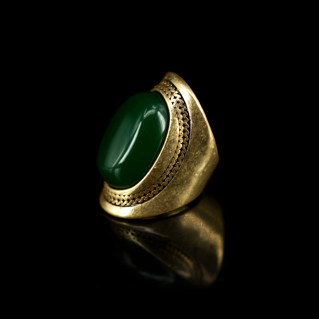 Elegant Adjustable Ring with Natural Agate - Ideal for Weddings & Parties, Made from Quality Alloy