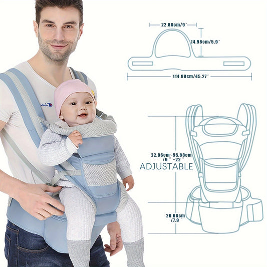 Breathable Baby Carrier with 6-in-1 Multifunctionality - Ergonomic Design with Hip Seat for Babies