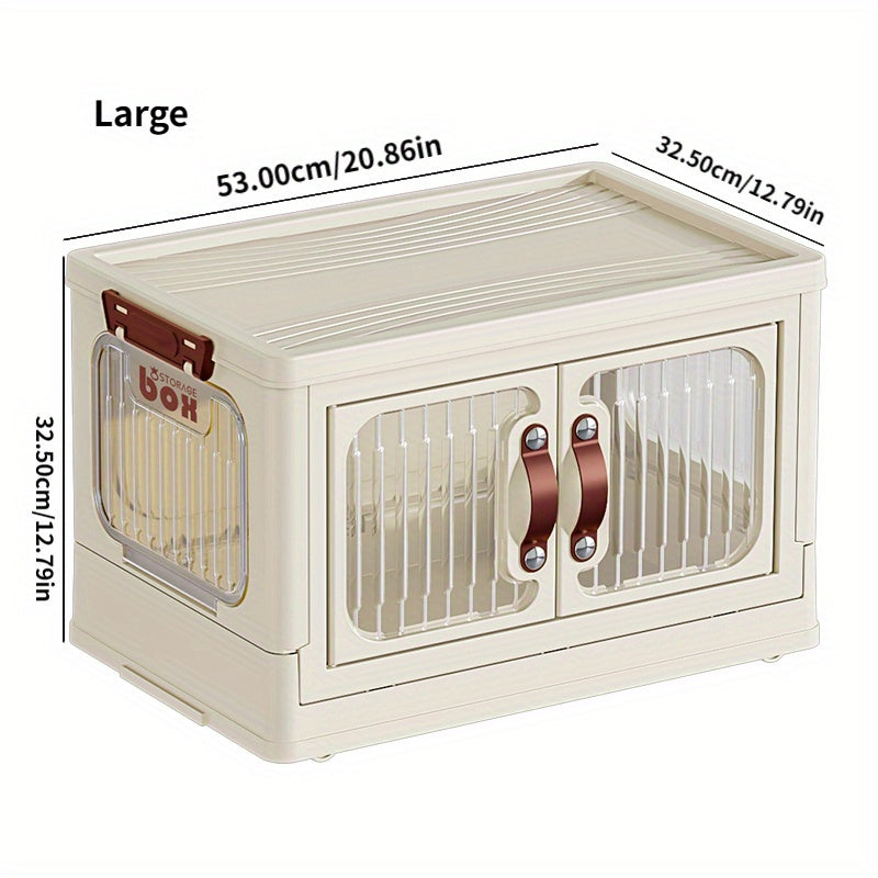 1pc Folding Storage Box with Double Doors, ideal for student dormitories and household organization.