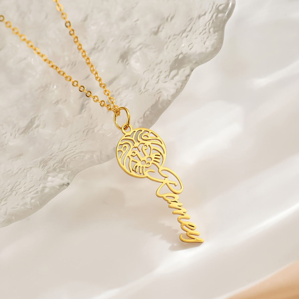 18K Golden Plated Stainless Steel Pendant Necklace with Custom Zodiac Name - Elegant and Minimalist Astrology Jewelry, Perfect for a Birthday or Mother's Day Gift.