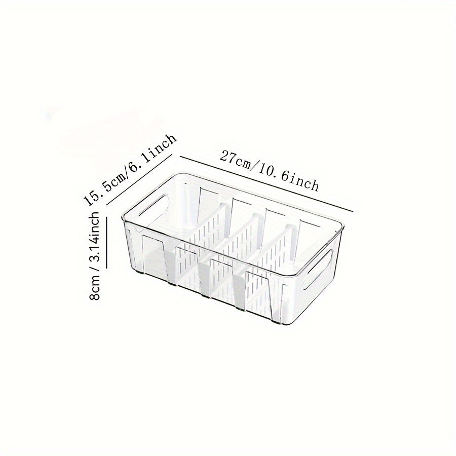 Clear Plastic Pantry Organizer Bins with Removable Dividers - Made of Food-Safe PET Material, Perfect for Kitchen Storage in Fridge, Countertop, and Cabinet - Great for Snacks, Beverages, and More - Ideal Kitchen Organizers for Storage