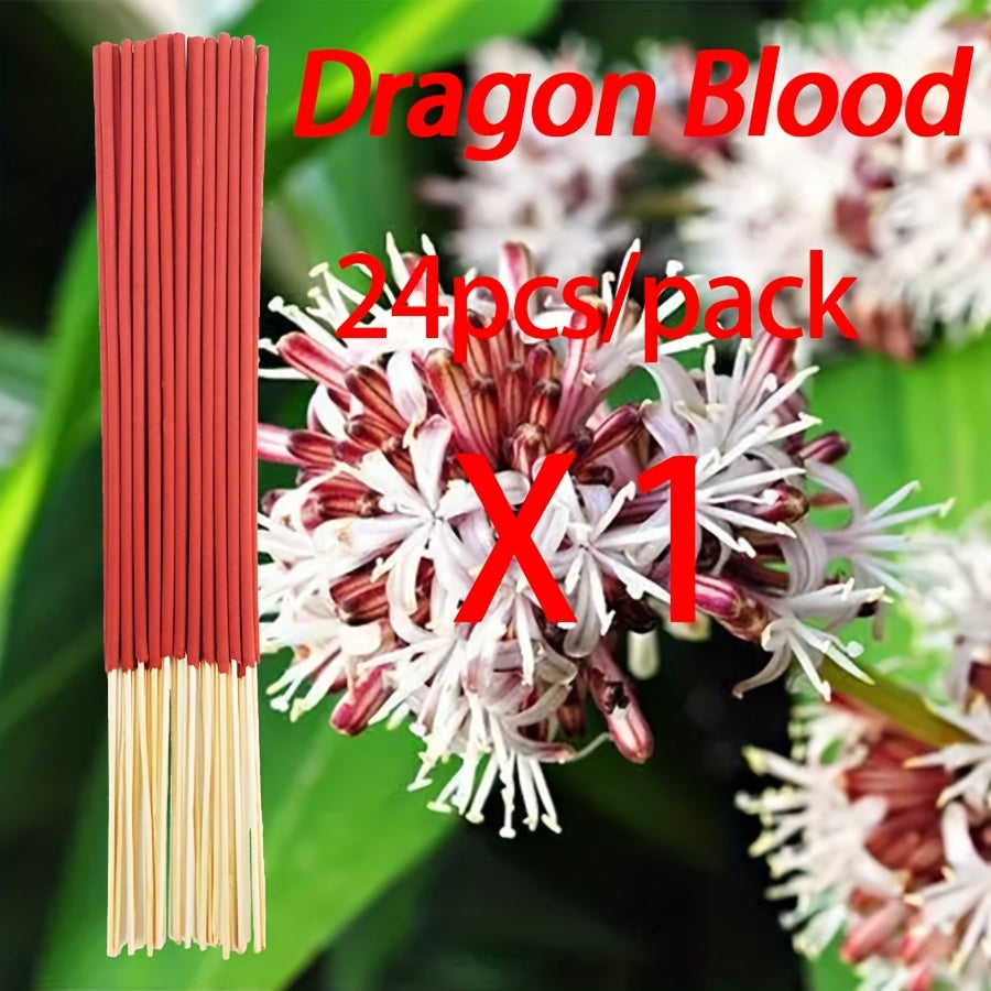 24-pack of handmade bamboo incense sticks, 22.0cm long with 7 aromatic options (Rose, Jasmine, Dragon Blood Flower, Lavender, Milk, Sandalwood, Salvia Aplana) for home and bedroom use. Offers durable, long-lasting fragrance and air purification. Ideal