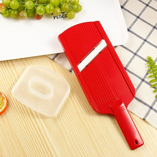 Handheld Mandoline Slicer with Stainless Steel Blade, Compact Plastic Fruit and Vegetable Cutter, Ergonomic Grip, No Need for Electricity, Ideal for Cabbage, Bok Choy, and Salad