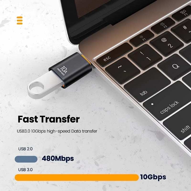 Set of 2pcs 10A OTG USB 3.0 to Type C adapters for various devices.