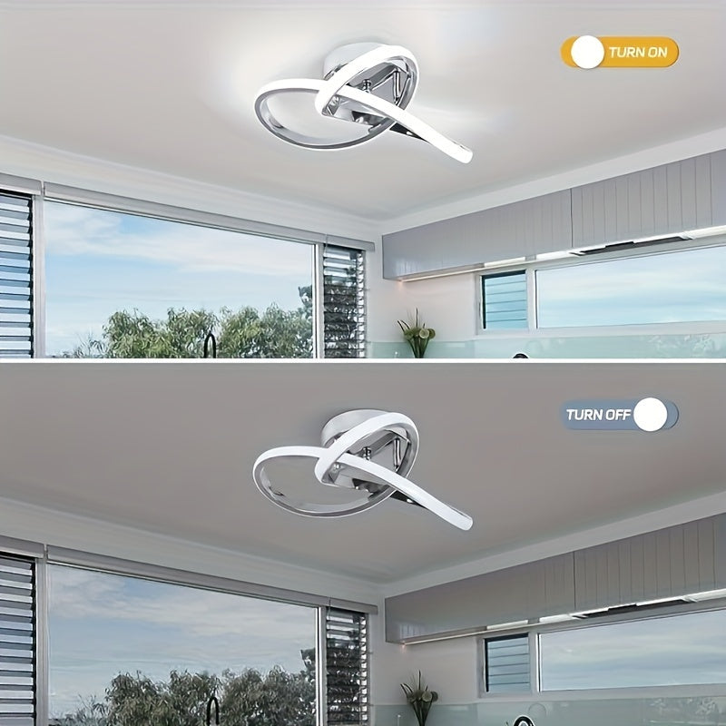 Modern LED Ceiling Chandelier with Metal Shade, Energy-Efficient, for Various Rooms - Creative Curve Spiral Design