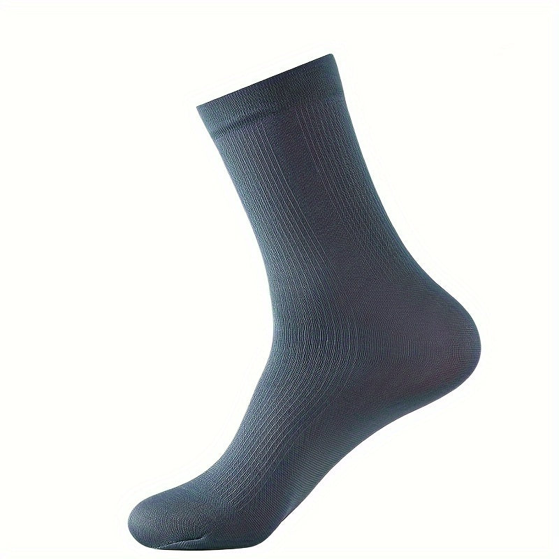 5 pairs of men's thin breathable business socks for summer, mid-calf length.