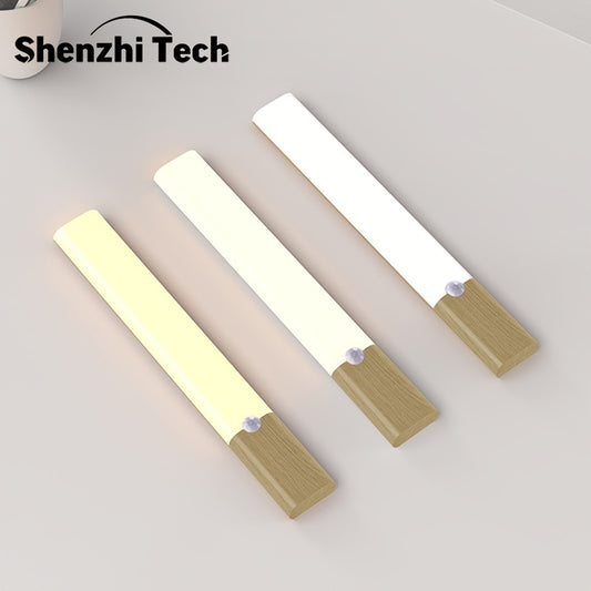 Shenzhi Tech Motion Sensor Cabinet Light is a USB rechargeable LED night light with adjustable brightness and magnetic installation, suitable for various locations such as wardrobes