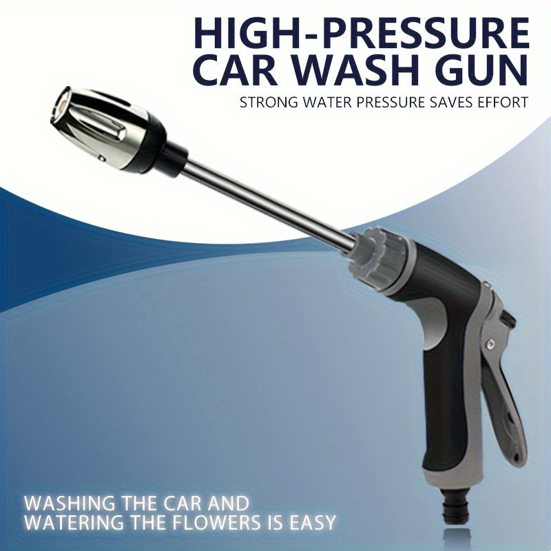 Long pole car wash water gun with foam tank for multifunctional spraying needs. Suitable for car wash, flower watering, garden irrigation with high pressure spray and foam tank set. Easy