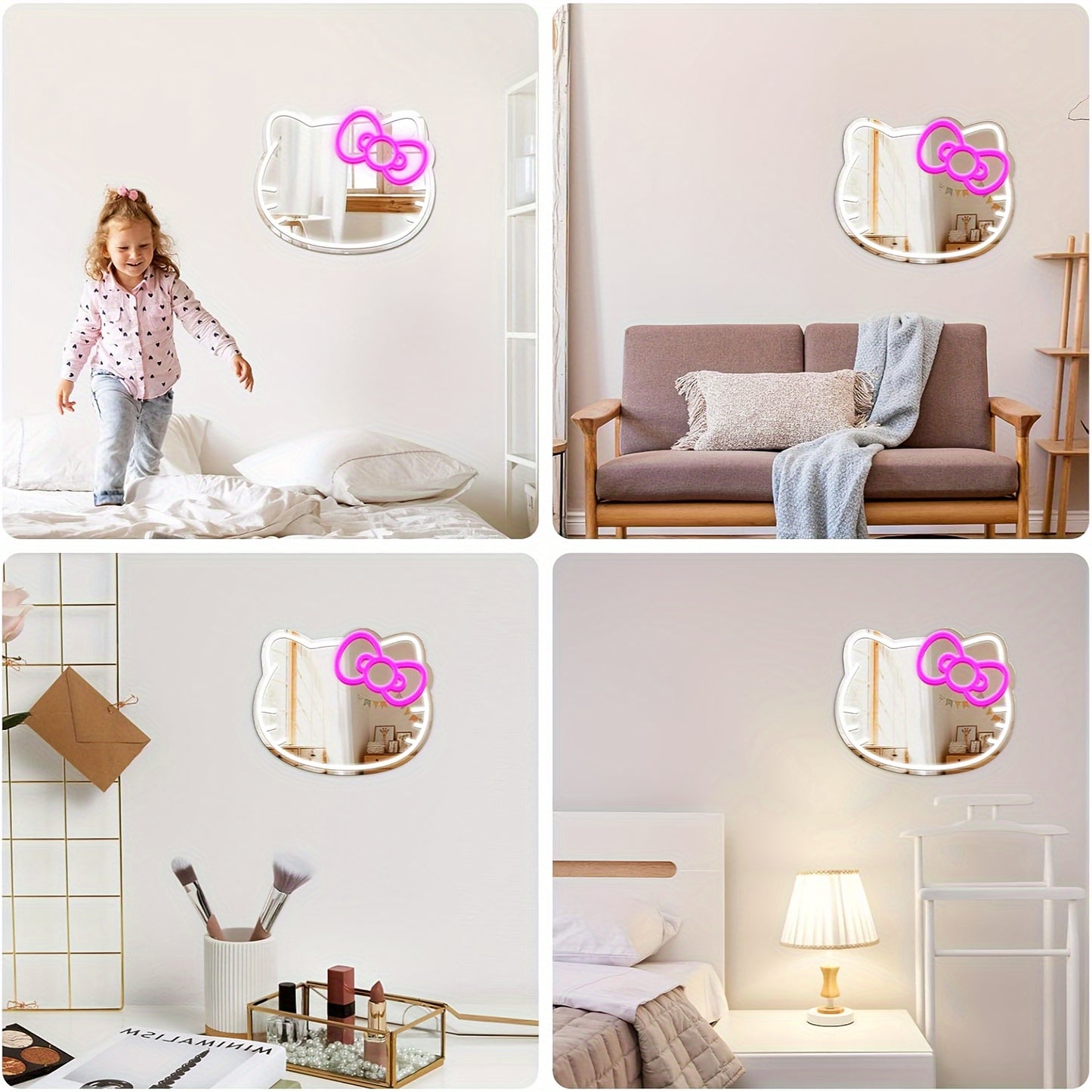 1 dona USB quvvatlangan Sanrio Hello Kitty mushuk neon belgi oynasi, dimmable LED chiroq chiziq va kalit nazorati bilan. Yotoqxona, shkaf, yashash xonasi, bolalar xonasi yoki yo'lak uchun ideal. Batareyalar talab qilinmaydi.