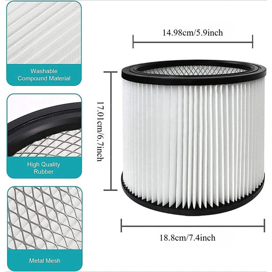 Replace your Shop-Vac 90350, 90304, or 90333 filter with the 1pc ProPlus Universal Replacement Filter. Compatible with 18.93 L and larger wet/dry vacuum cleaners, these high-efficiency pre-filters will protect your motor from dust, pollen, and mites.