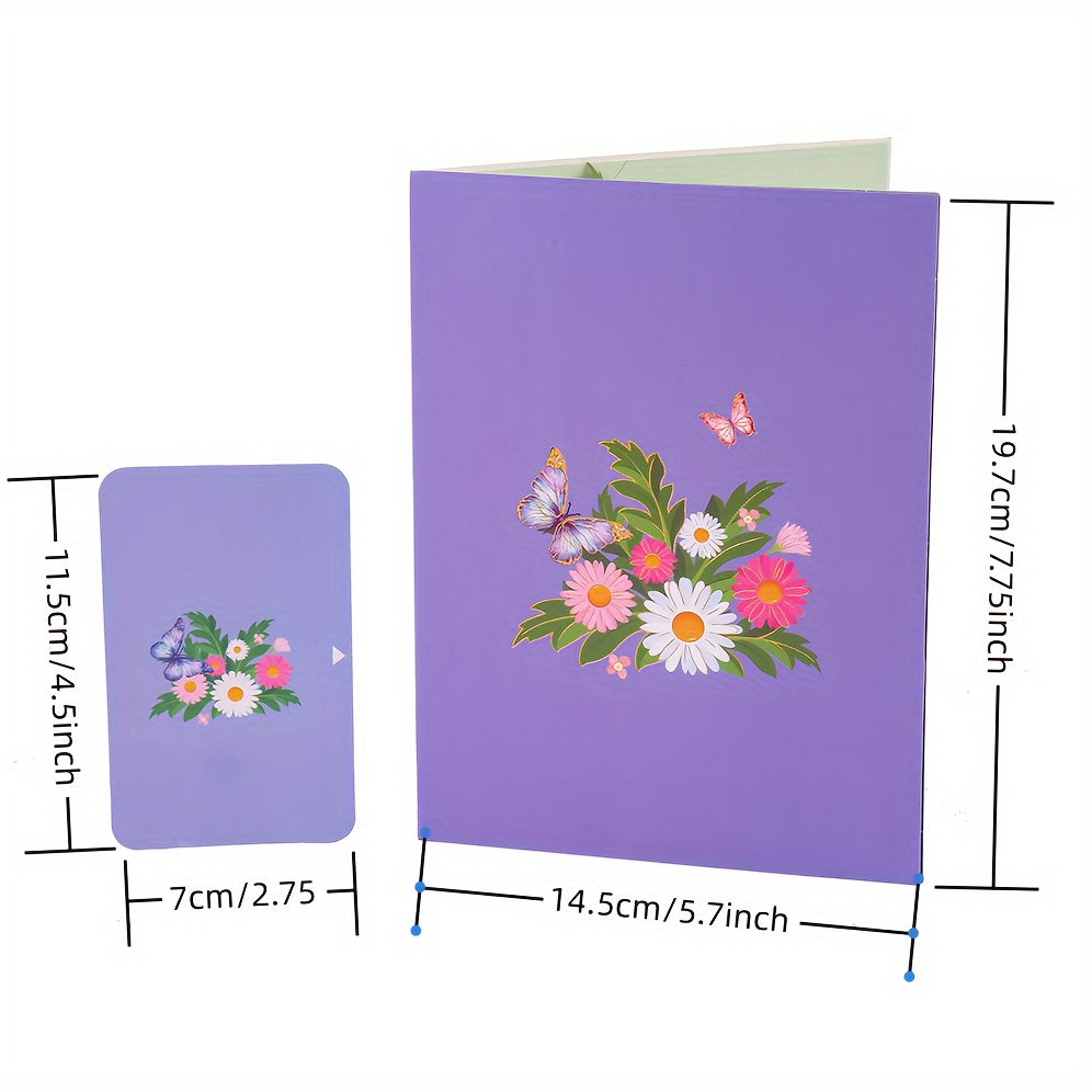 SwammCard 3D Pop-Up Greeting Card with Butterflies & Daisies - Ideal for various occasions - Unique & memorable celebration tool.