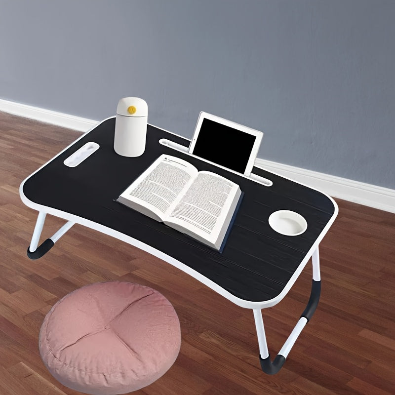 Multifunctional Folding Laptop Desk with Tray, Cup Holder - Ideal for Bed, Sofa, Floor - Durable Aluminum, Various Colors.