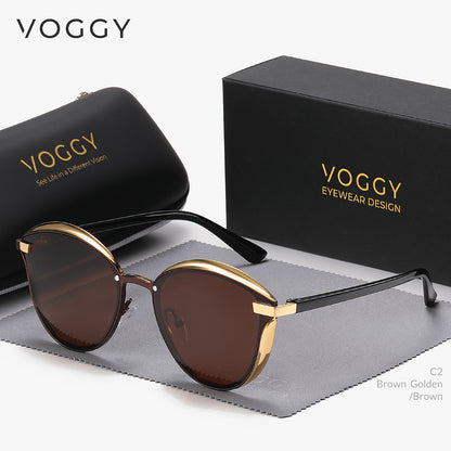 VOGGY Retro Butterfly Polarized Fashion Glasses for Men & Women - Metal Frame, Ideal for Driving, Hiking, Cycling, Fishing, Travel & Parties