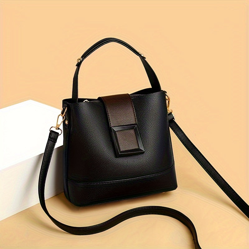 Stylish bucket bag for women, light and versatile with adjustable strap and zipper closure.