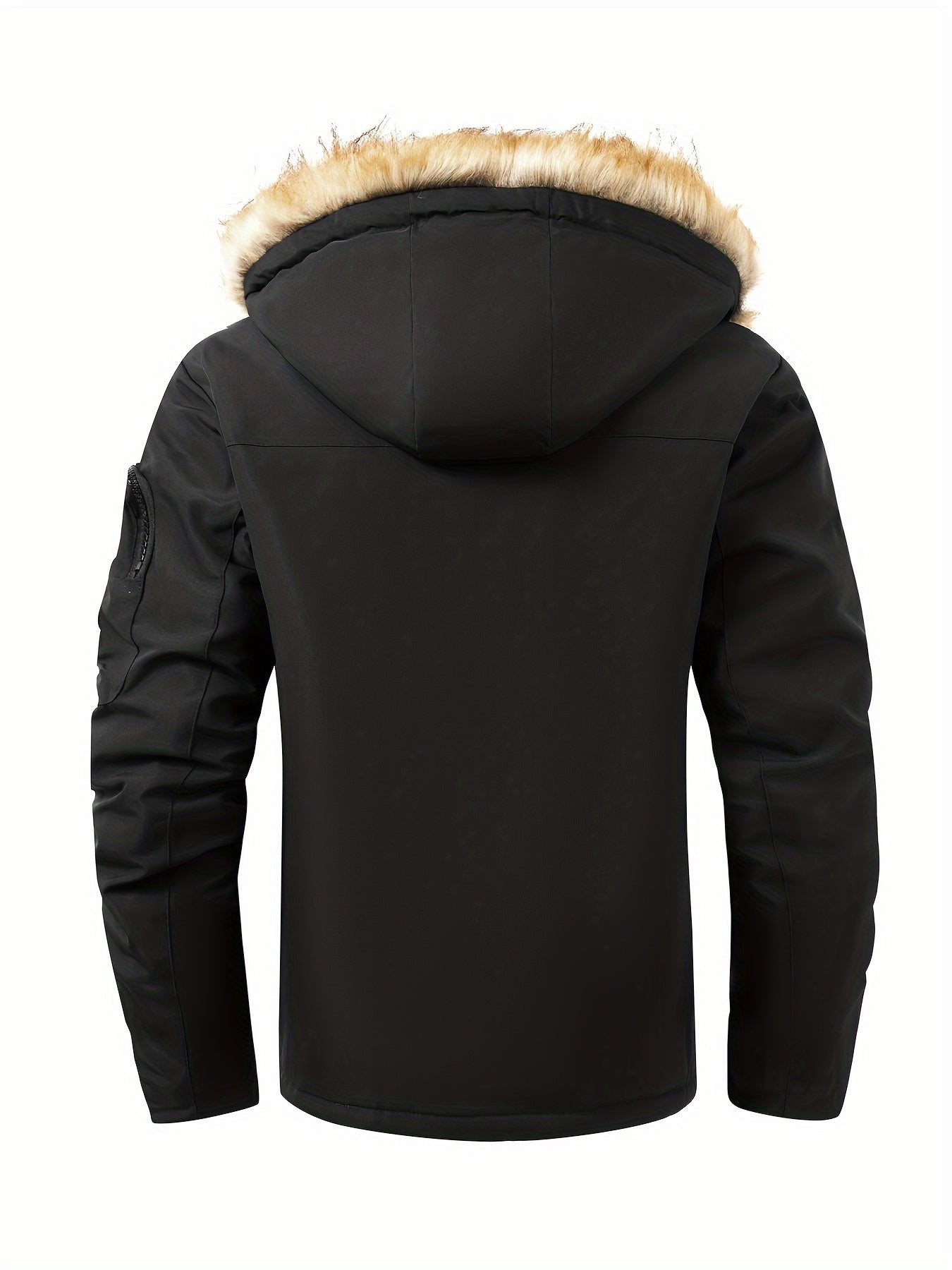 Plus size men's casual padded jacket with detachable hood for fall and winter.